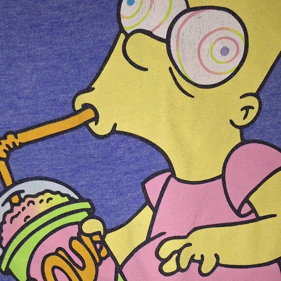 Bart Simpson Squishee Graphic T-Shirt Light Blue Men’s Large Short Sleeve Tee - Picture 3 of 4